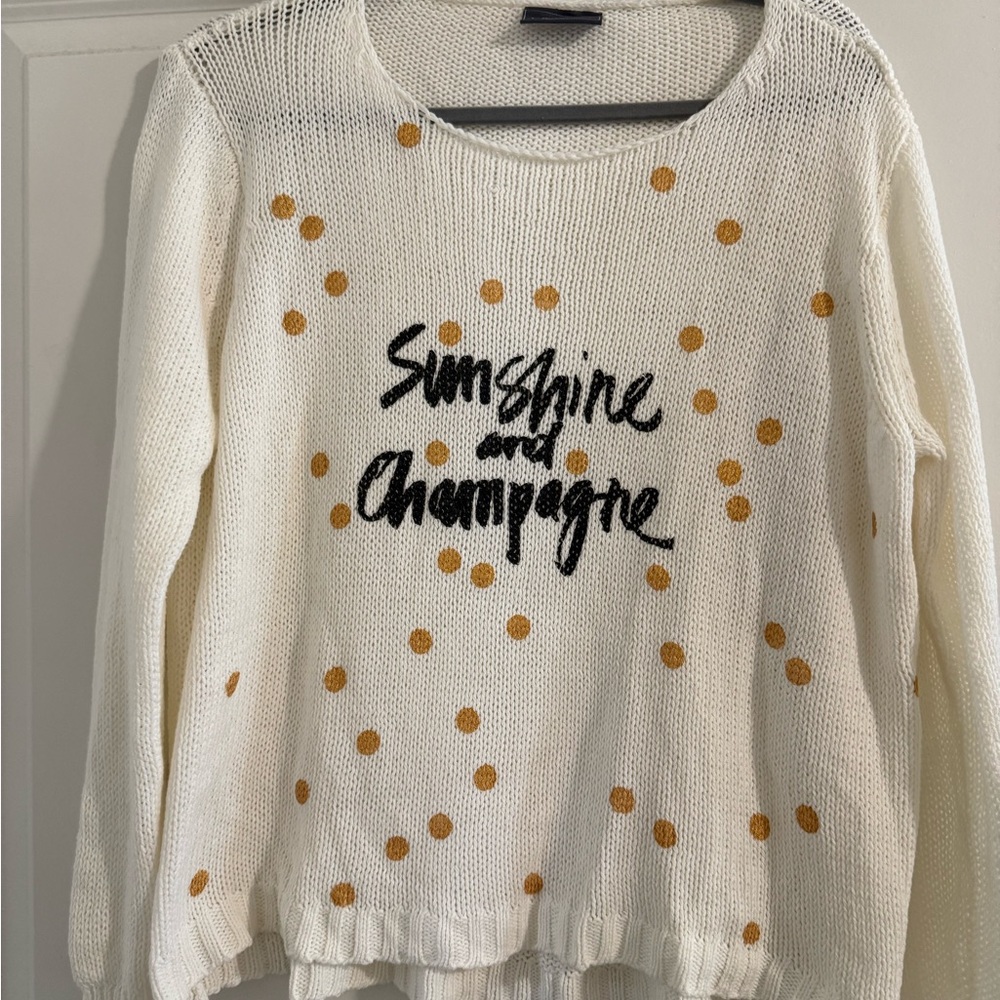 Wooden Ships White Sweater with Gold Polka Dots